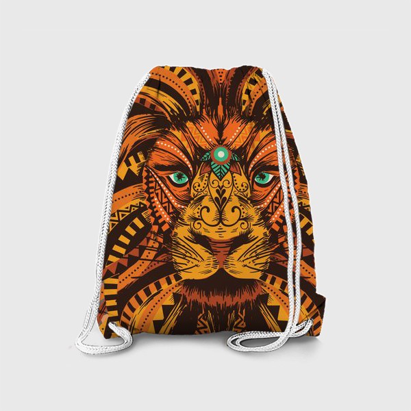 Рюкзак «Разноцветный лев в африканском узоре»
