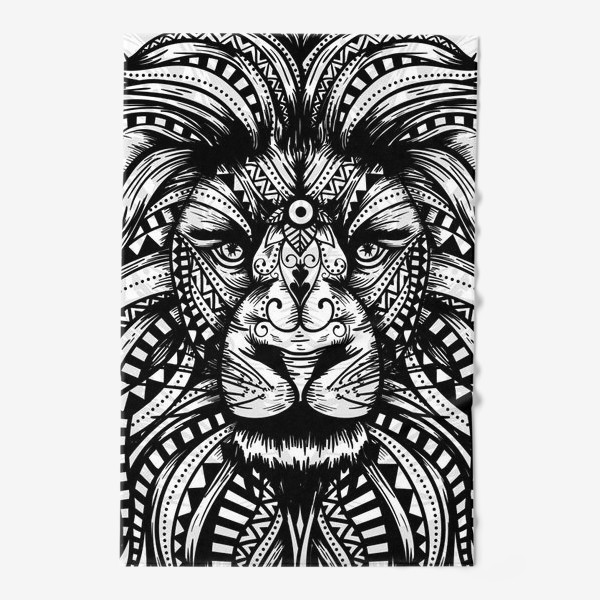 Полотенце «Черно белый лев в африканском узоре»