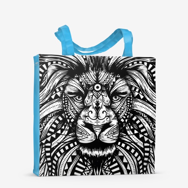 Сумка-шоппер «Черно белый лев в африканском узоре»