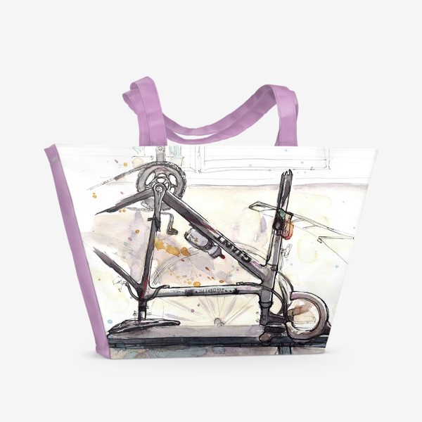 Пляжная сумка «акварельный скетч Разобранный шоссейный велосипед»