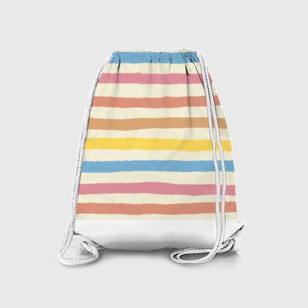 Рюкзак «Акварельные линии пастельных цветов на бежевом теплом фоне»