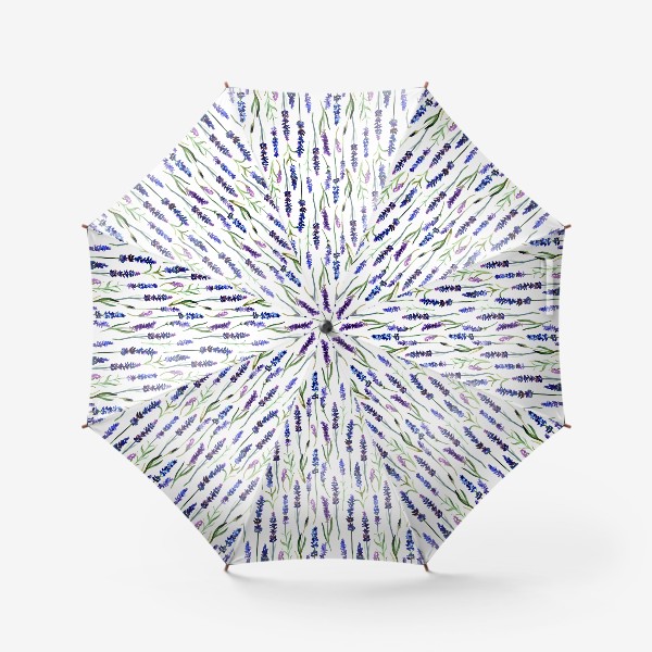 Зонт «Акварельный паттерн с лавандой на белом фоне»