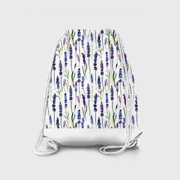 Рюкзак «Акварельный паттерн с лавандой на белом фоне»