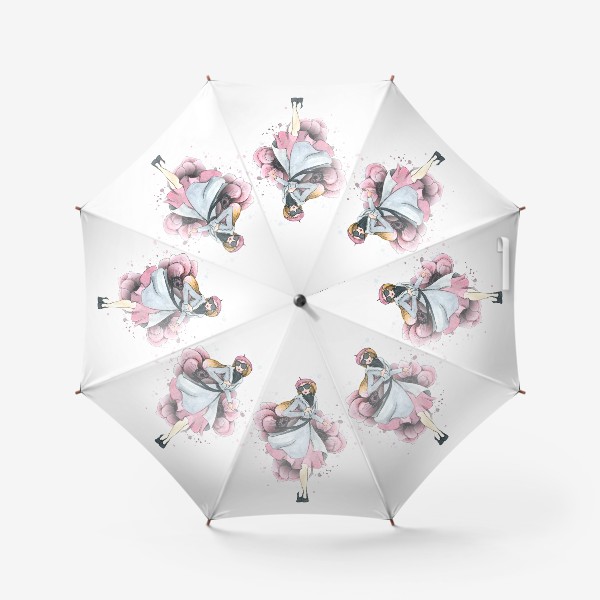 Зонт «Парижанка и анемоны. Акварель, графика.»