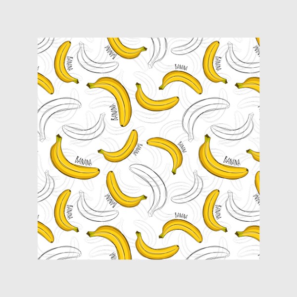 Шторы &laquo;Бананы с надписями banana&raquo;