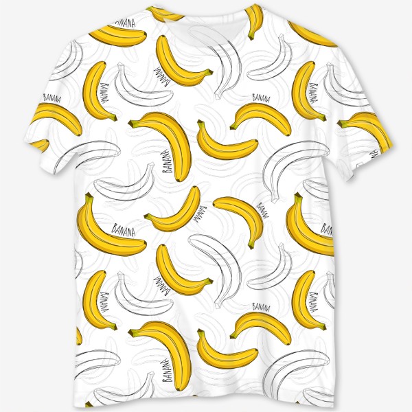 Футболка с полной запечаткой «Бананы с надписями banana»