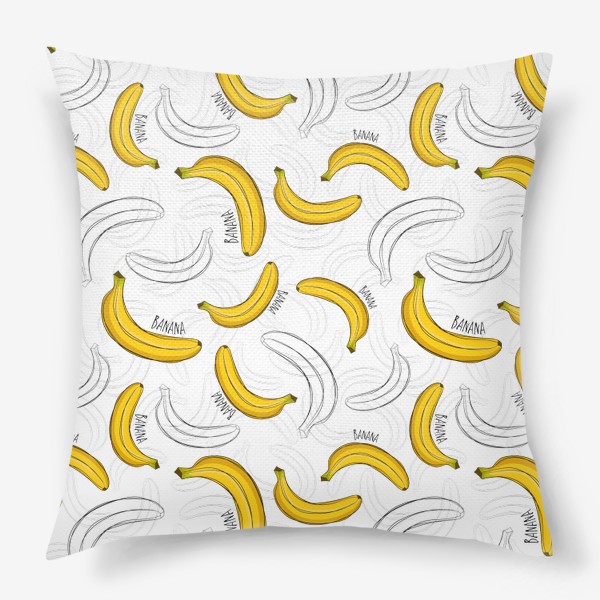 Подушка &laquo;Бананы с надписями banana&raquo;