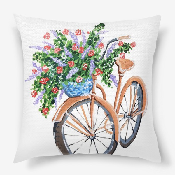 Подушка «Велосипед с корзиной цветов»