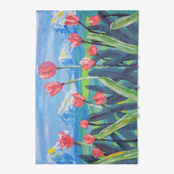 Полотенце «Поле тюльпанов на фоне гор»