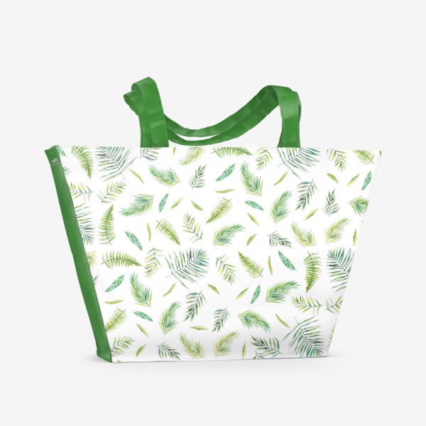 Пляжная сумка «Тропический принт пальмовые листья акварель»