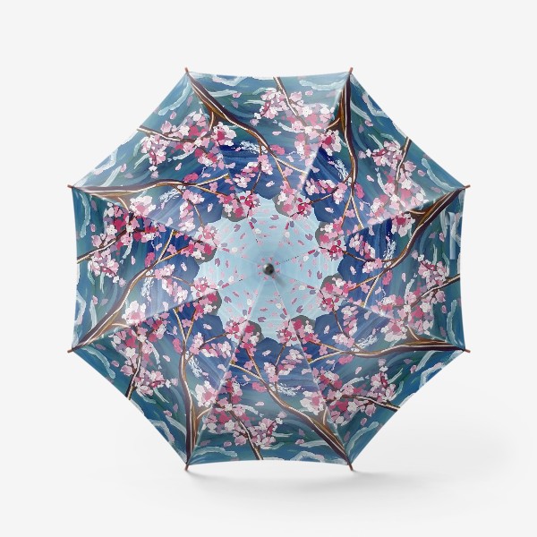 Зонт «Ветка сакуры на фоне моря и скал»