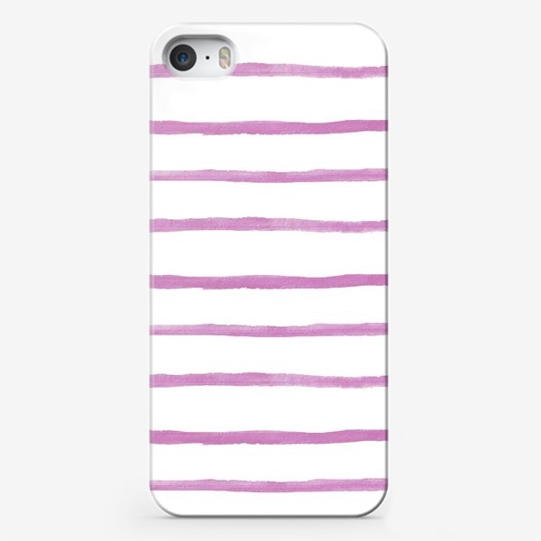 Чехол iPhone «Розовые, горизонтальные, акварельные полоски.»