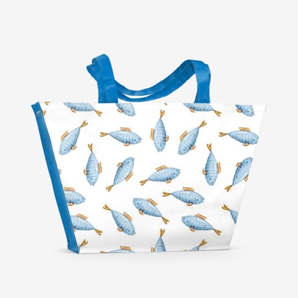 Пляжная сумка «Акварельный принт с рыбками. Детский паттерн для одежды»