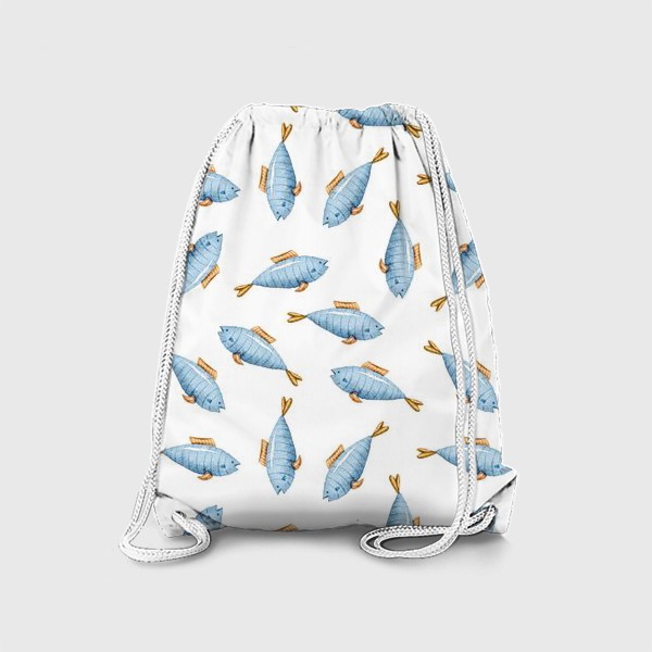 Рюкзак «Акварельный принт с рыбками. Детский паттерн для одежды»