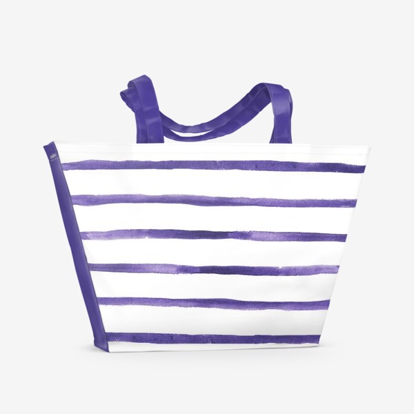 Пляжная сумка «Фиолетовые, горизонтальные акварельные полоски.»