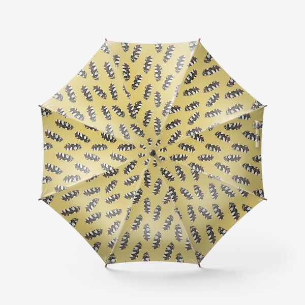 Зонт «Акварельные перья дятла на бежевом»