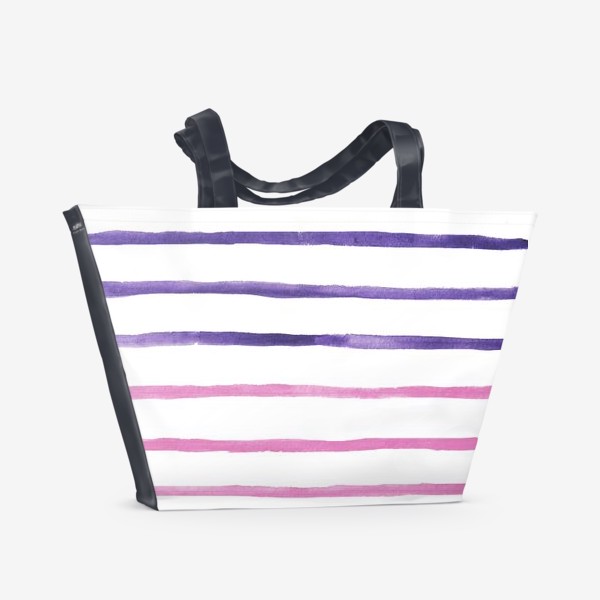 Пляжная сумка «Разноцветные акварельные полоски. Фиолетовый, розовый, бирюзовый.»