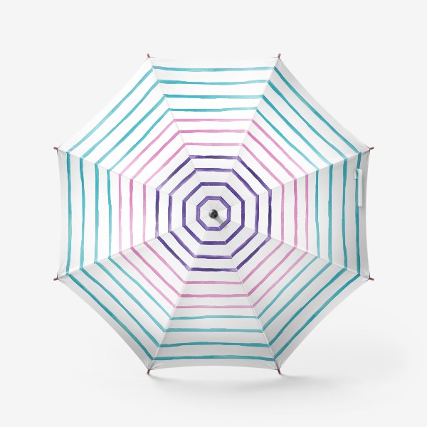 Зонт &laquo;Разноцветные акварельные полоски. Фиолетовый, розовый, бирюзовый.&raquo;