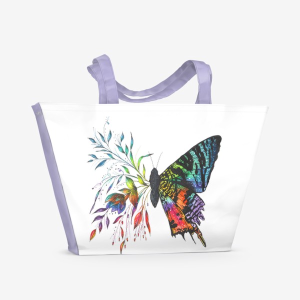 Пляжная сумка «Бабочка с цветами»