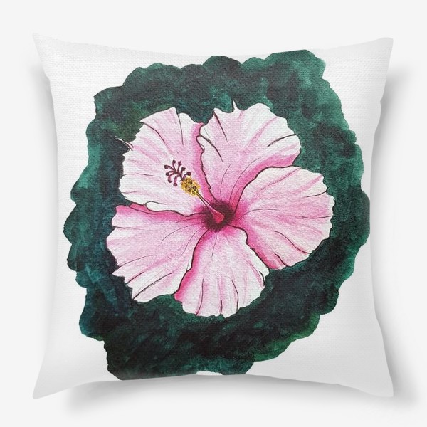 Подушка «Розовый цветок на зеленом фон»