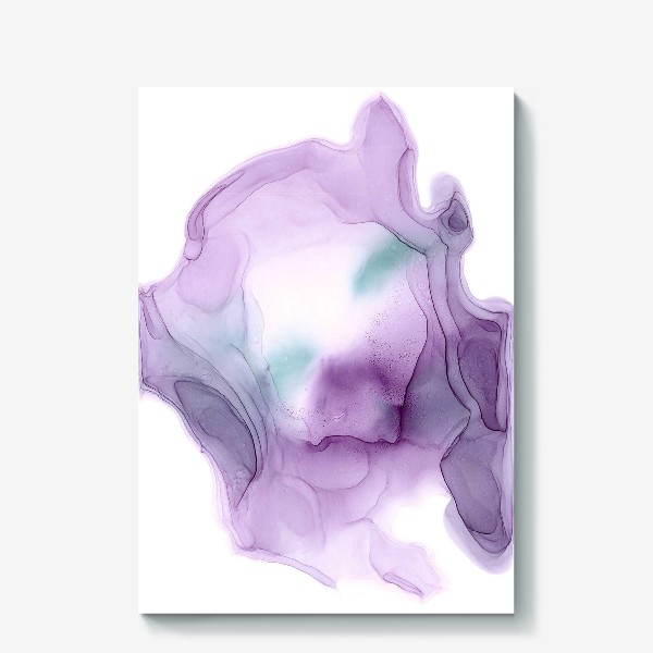 Холст «Abstract image of the violet animal head with green eyes in fluid art technique»