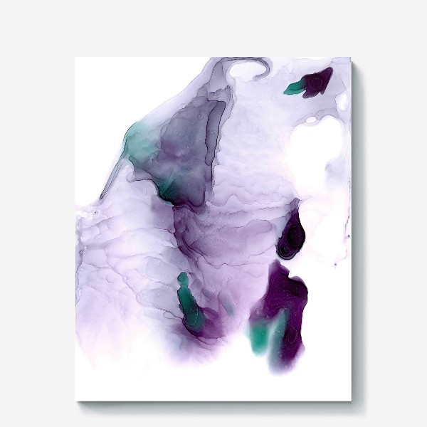 Холст «Light translucent lilac waves with bright malachite and dark violet inclusions»