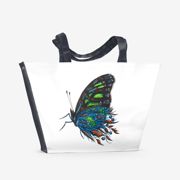 Пляжная сумка «Бабочка с цветами»