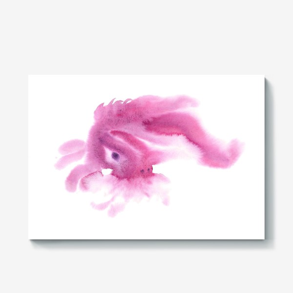 Холст «Cute cartoon watercolor raspberry catfish with fluffy mustache - Акварельный малиновый сом с пушистыми усами»