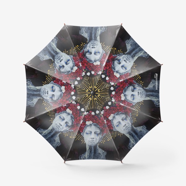 Зонт «Ренессанс или декаданс? Бюст статуи в слезах, короне и цветочном венке»