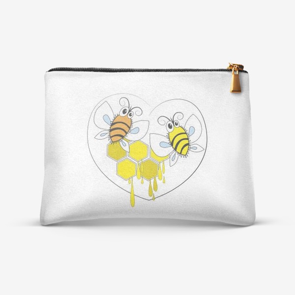 Косметичка «Пчёлки. Принт с пчёлами и сотами.»