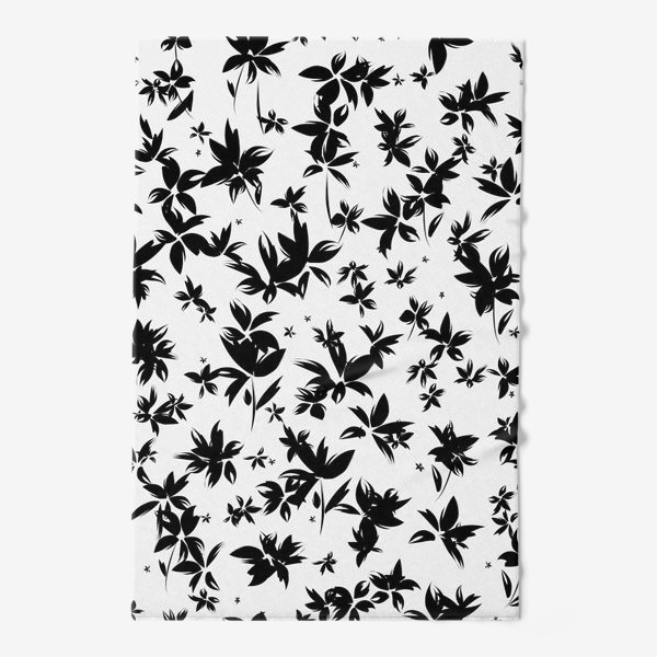 Полотенце «чёрно-белые цветы гуашь»
