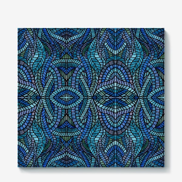 Холст «Голубая геометрическая мозаика Ар нуво»