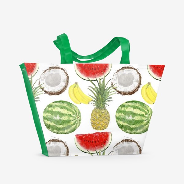 Пляжная сумка «Фрукты . Ананас,арбуз,банан,кокос»
