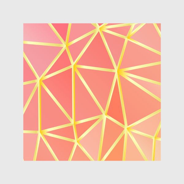 Шторы &laquo;Полигональный коралловый паттерн из треугольников с золотыми прожилками&raquo;