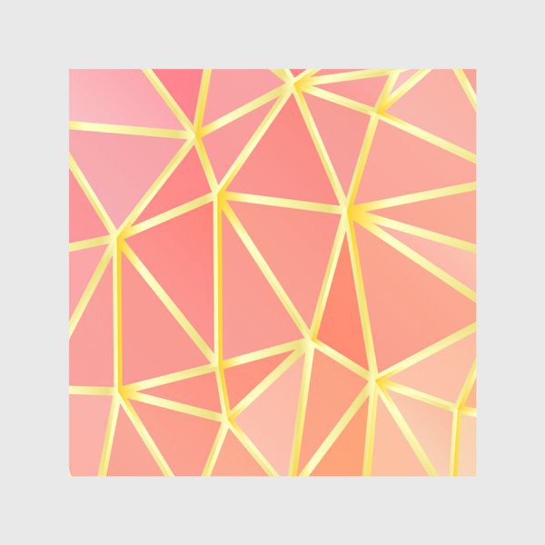 Скатерть &laquo;Полигональный коралловый паттерн из треугольников с золотыми прожилками&raquo;