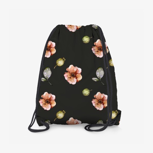 Рюкзак «Цветочный паттерн, маки на чёрном »