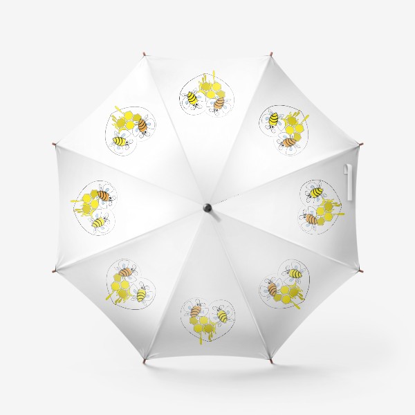 Зонт «Пчёлки. Принт с пчёлами и сотами.»