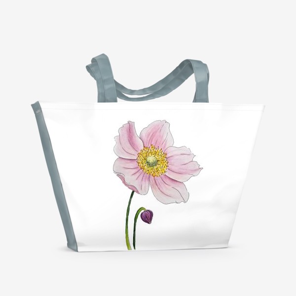 Пляжная сумка «Розовый цветок с бутоном»