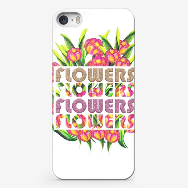Чехол iPhone «Акварельные цветы и буквы»