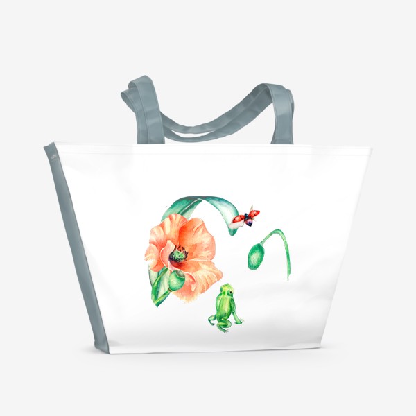 Пляжная сумка «Лягушка и мак»