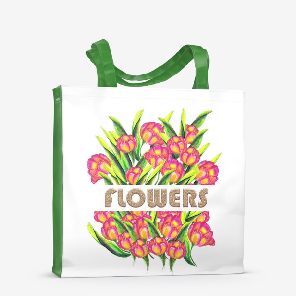Сумка-шоппер «Цветы и надписью Акварель»