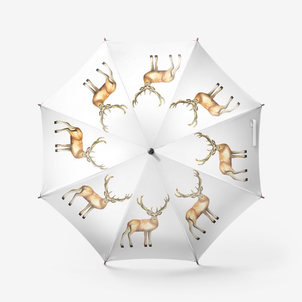 Зонт «Лесной олень с рогами акварелью»