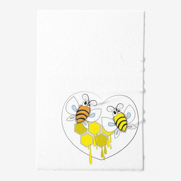 Полотенце «Пчёлки. Принт с пчёлами и сотами.»