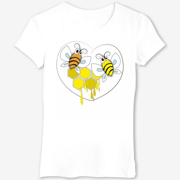 Футболка «Пчёлки. Принт с пчёлами и сотами.»