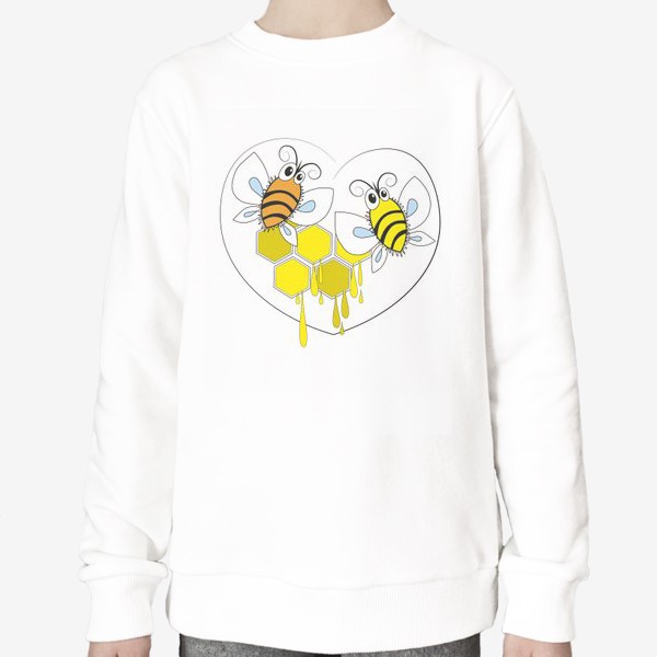 Свитшот «Пчёлки. Принт с пчёлами и сотами.»