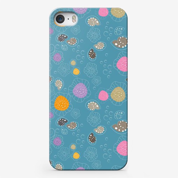 Чехол iPhone «Морской бесшовный принт с медузами и ракушками.»