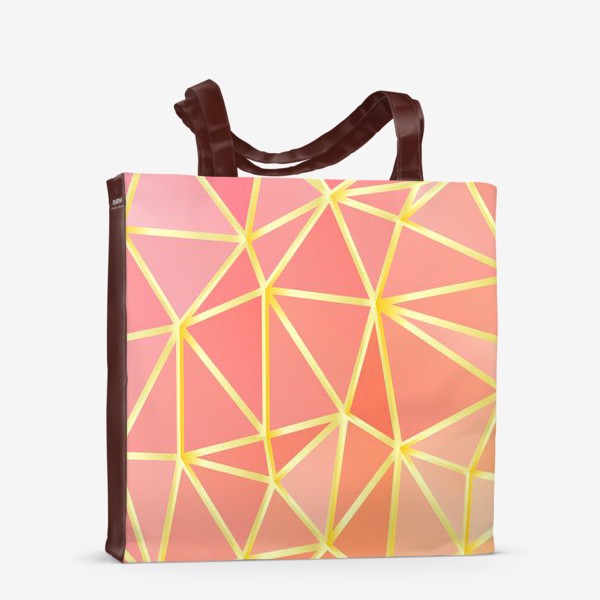 Сумка-шоппер &laquo;Полигональный коралловый паттерн из треугольников с золотыми прожилками&raquo;