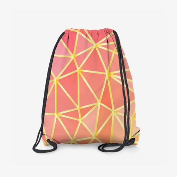 Рюкзак «Полигональный коралловый паттерн из треугольников с золотыми прожилками»