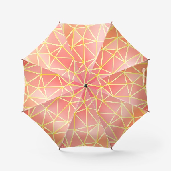 Зонт &laquo;Полигональный коралловый паттерн из треугольников с золотыми прожилками&raquo;