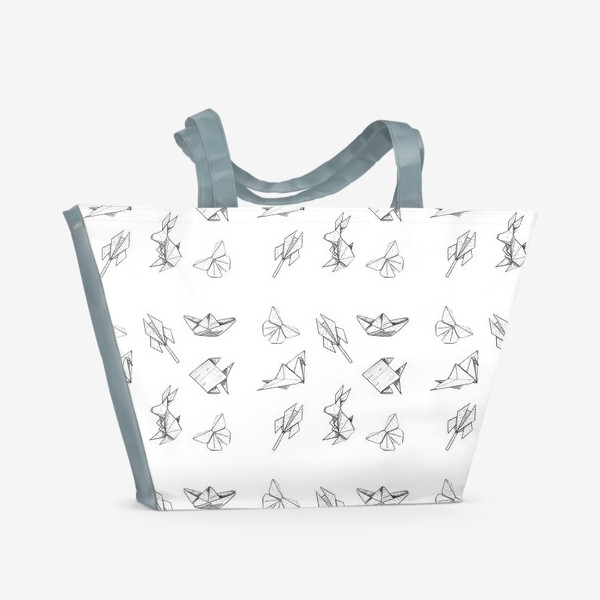 Пляжная сумка «Паттерн черно белый оригами»